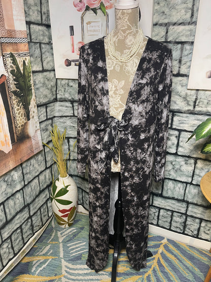 Colleen Lopez Black Gray Duster Blouse Women sz Large