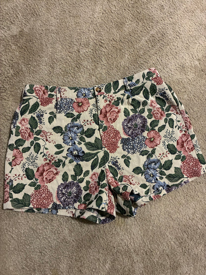 Shein Beige Floral Shorts Women sz 2XL