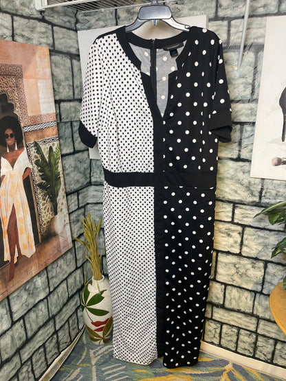 Ashley Stewart Black White Polka Dot Dress Women sz 18/20