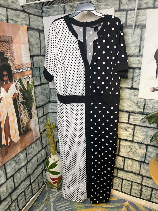 Ashley Stewart Black White Polka Dot Dress Women sz 18/20
