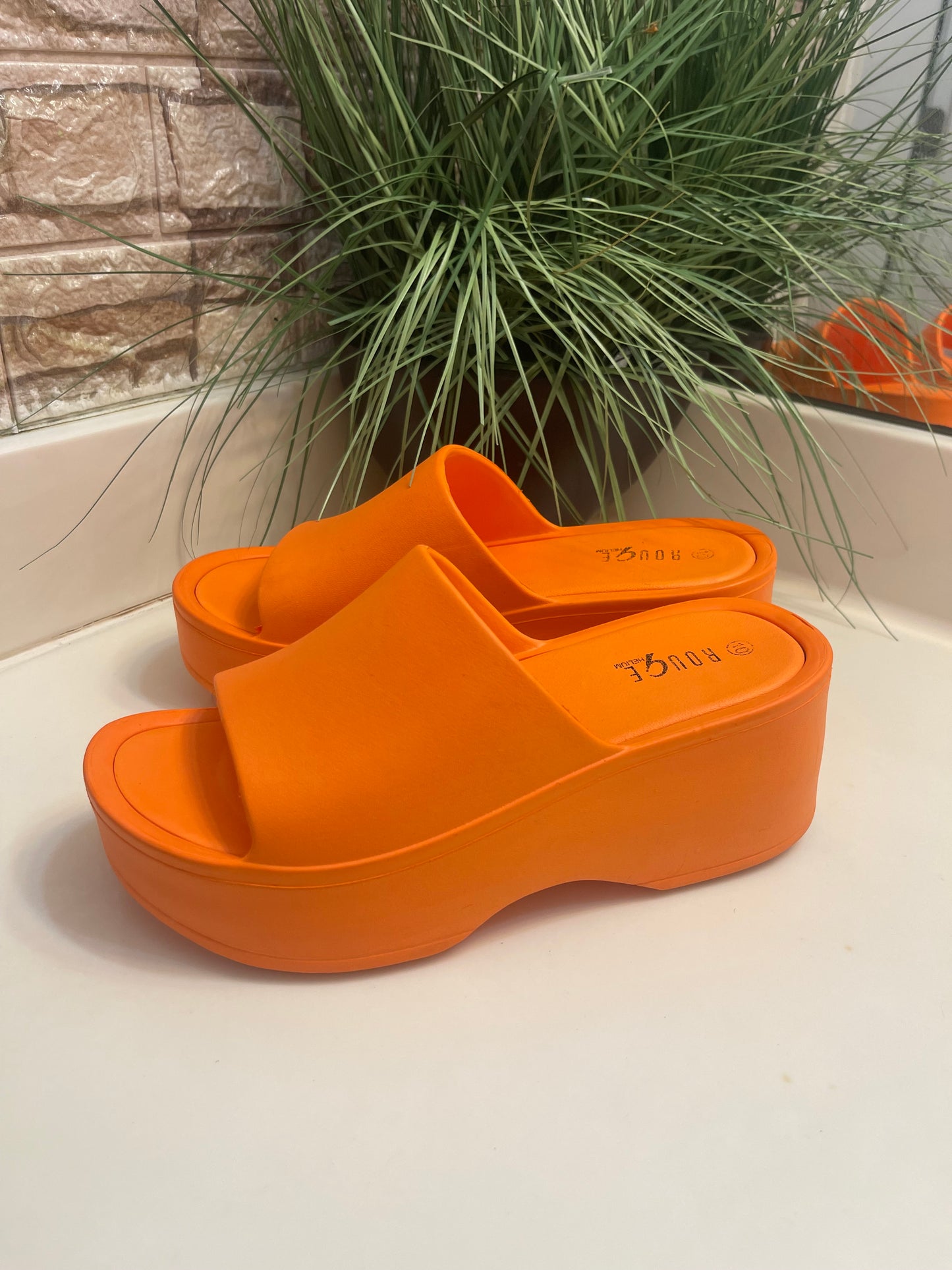 Orange Platform Sandals Women sz 10