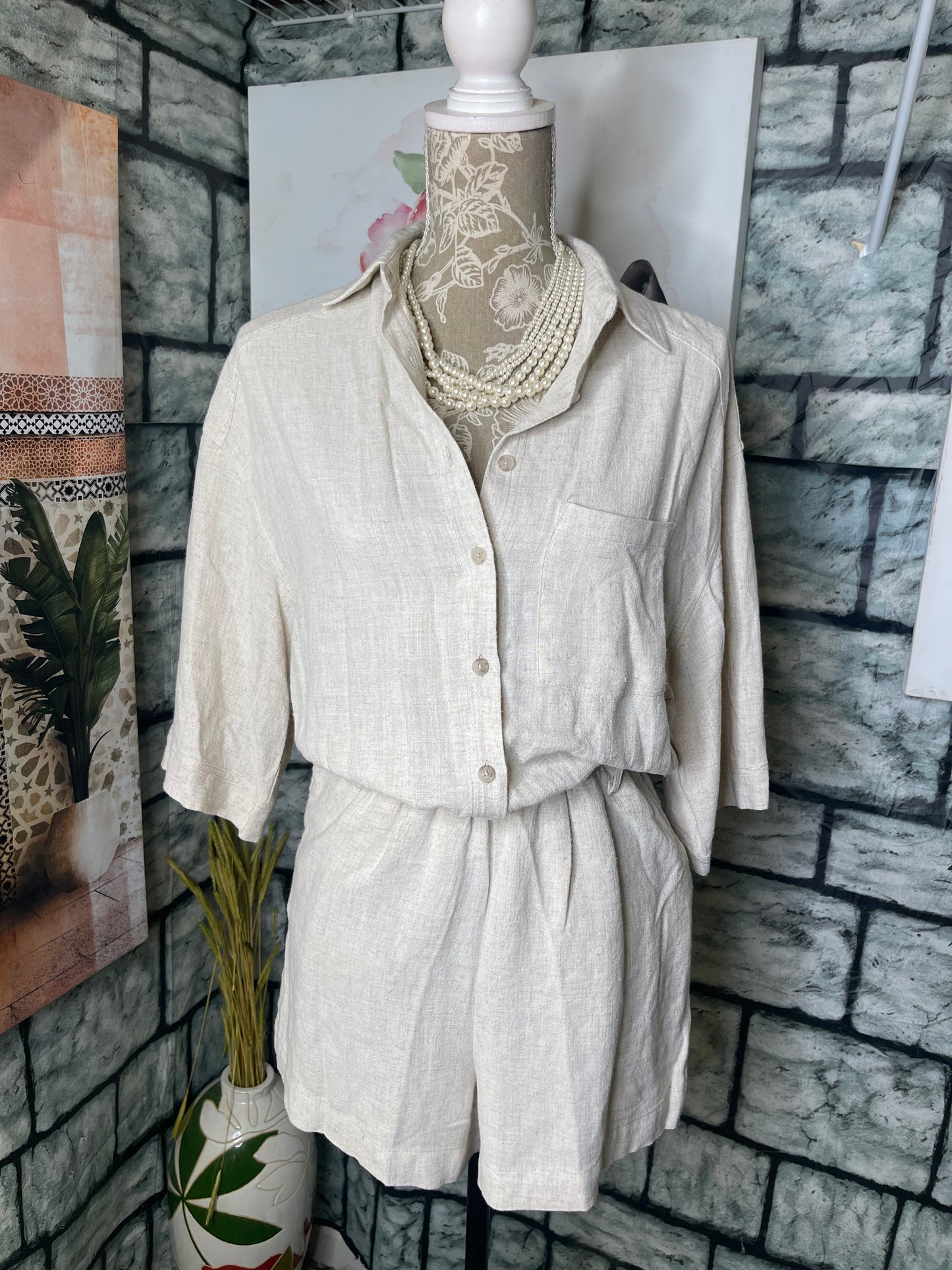 Gentle Fawn Beige Romper Women sz Small