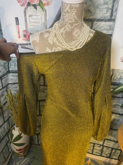 Gold Black Dress Women sz Medium