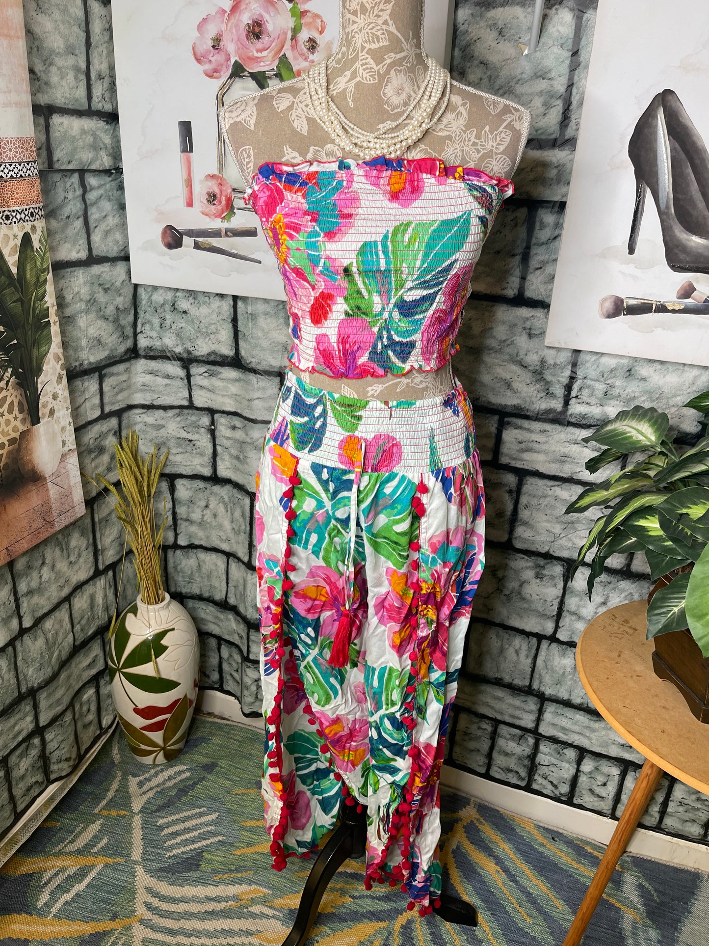 NEW Girl Soul Pink Floral Set Women sz Small