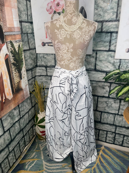 Black White Print Pants Women sz Small