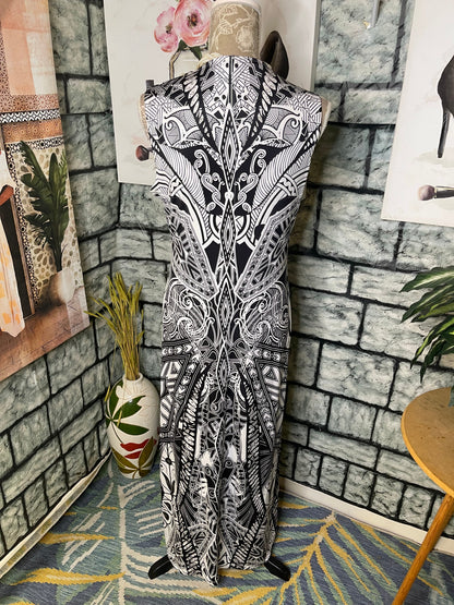 Apt 9 Black White Print Dress Women sz Medium