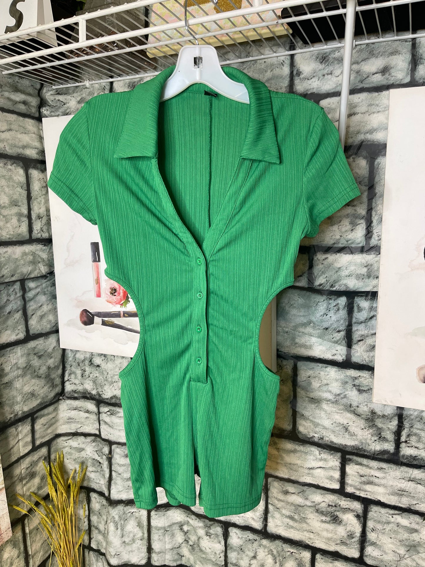 Shein Green Romper Women sz Small