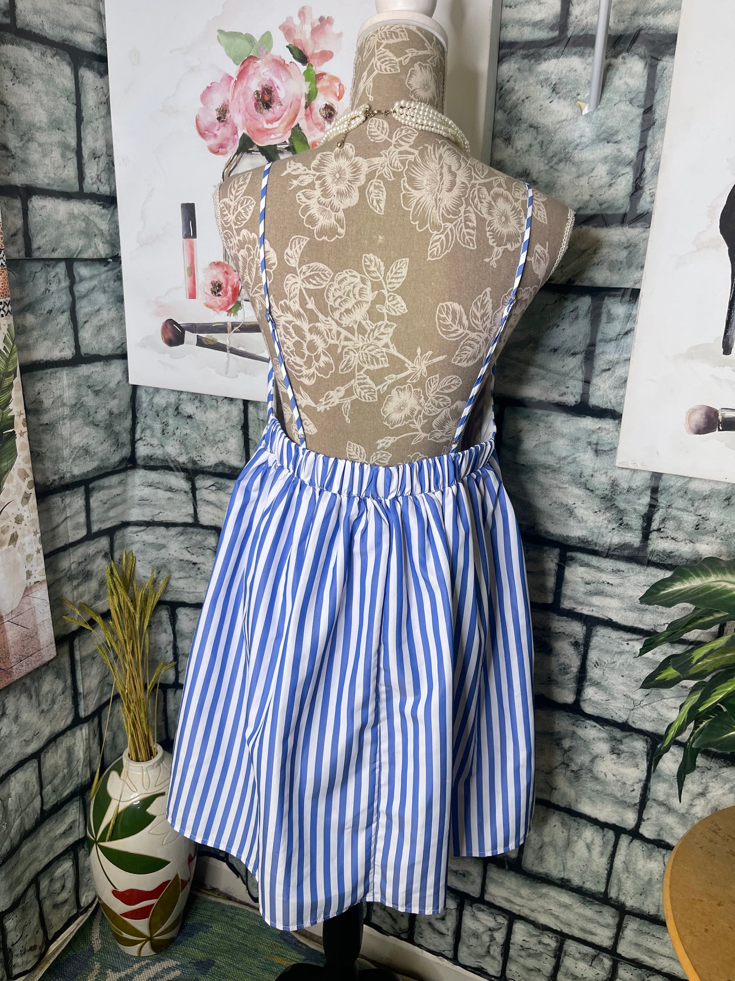 Day moon Blue White Dress Women sz Large