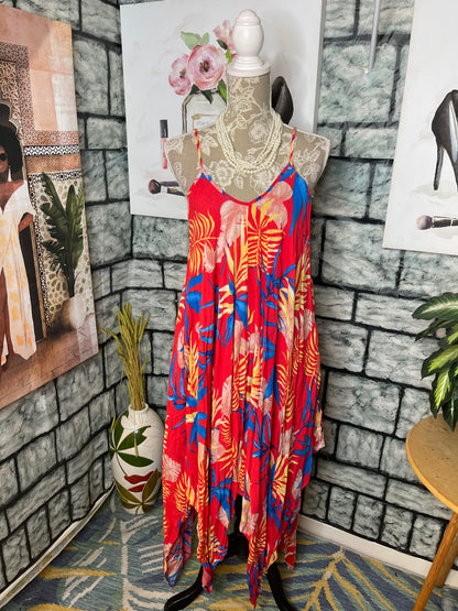 Entro Red Print Dress Women sz Large
