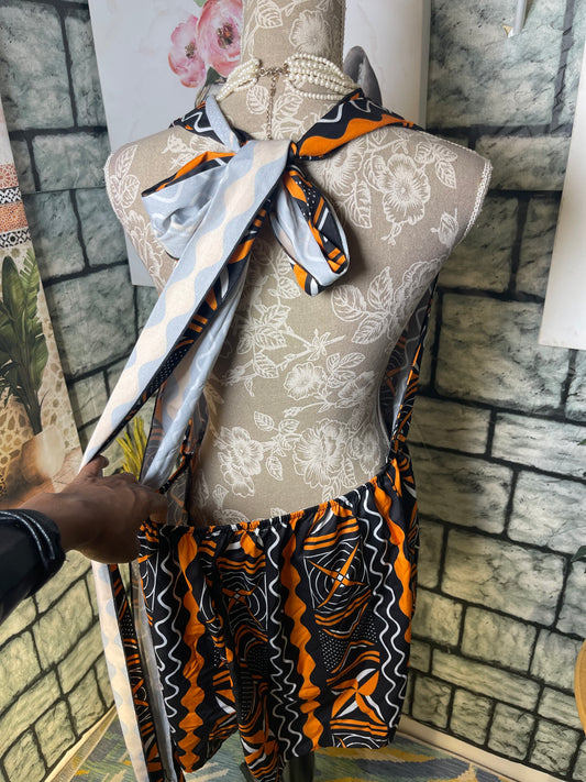 Shein Black Orange Print Romper Women sz 3XL