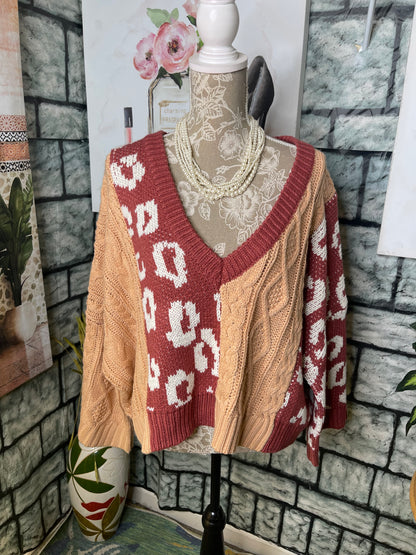 POL Burgundy Orange Sweater Women sz Small
