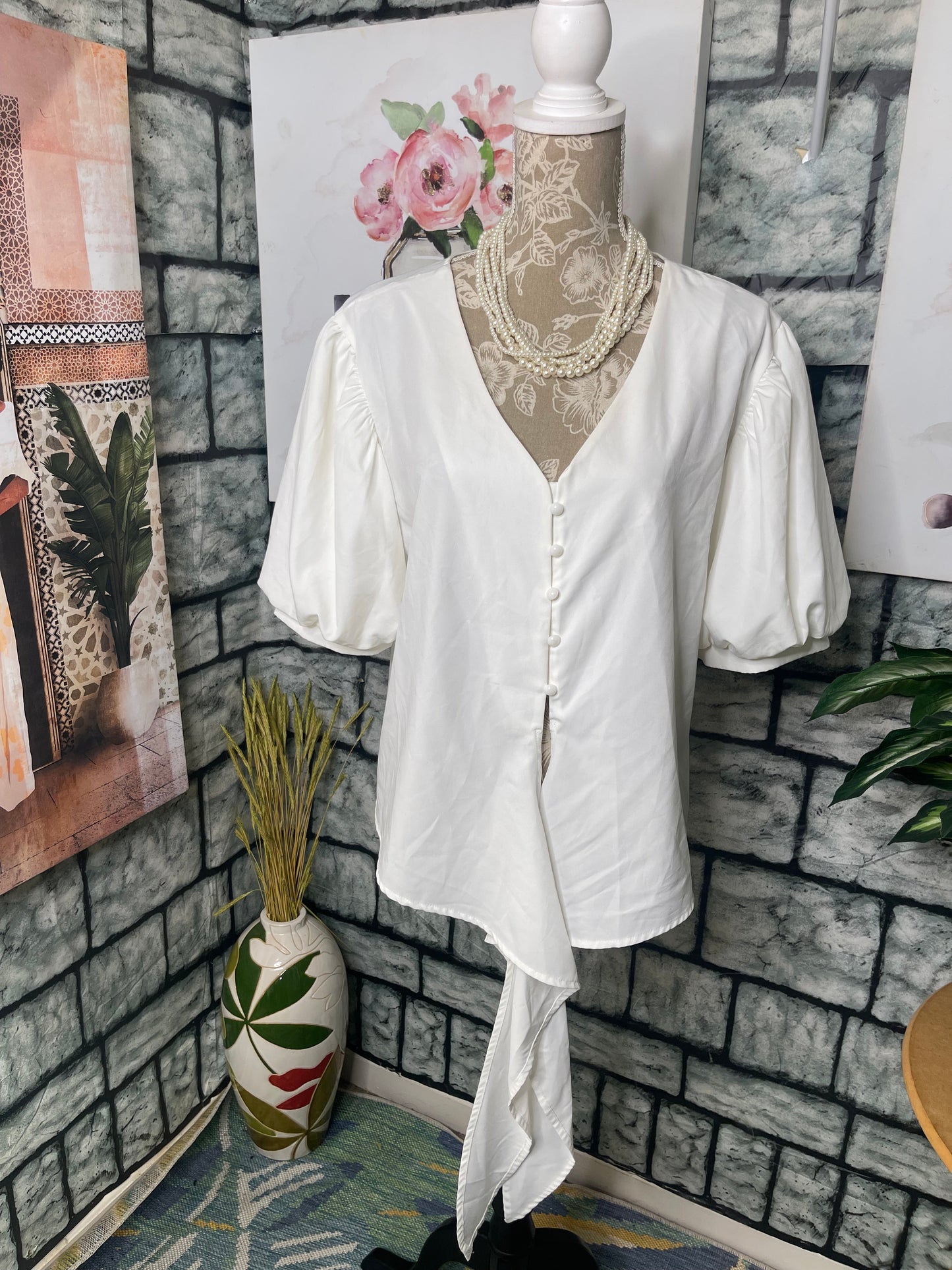 Shein White Blouse Women sz 2XL