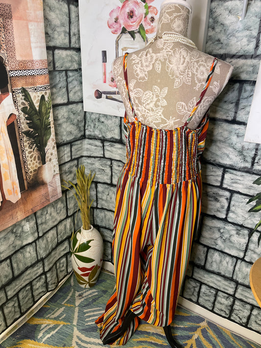 Toxka Orange Green Jumpsuit Women sz 1XL