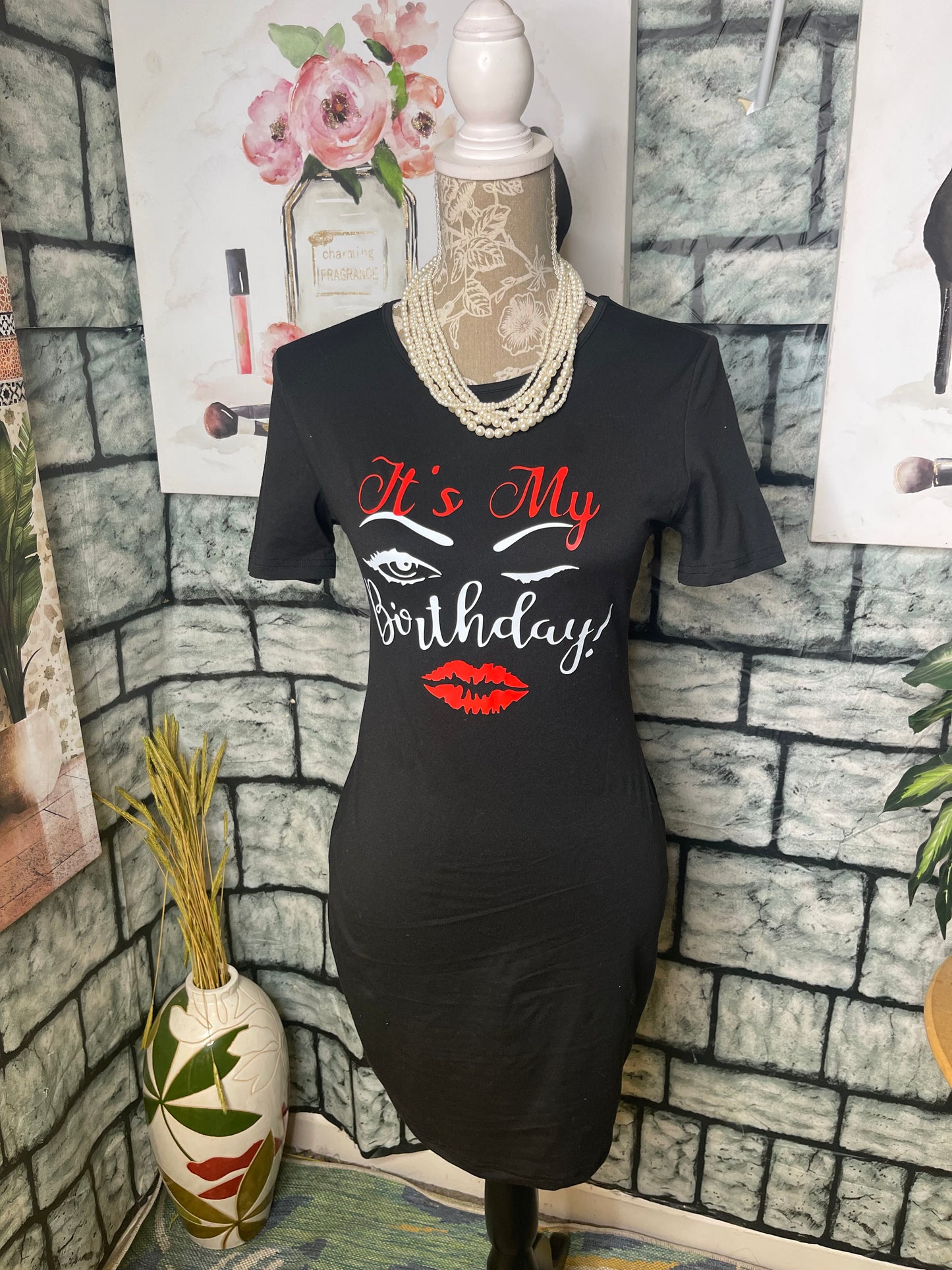 Birthday Girl Black Red Dress Women sz large