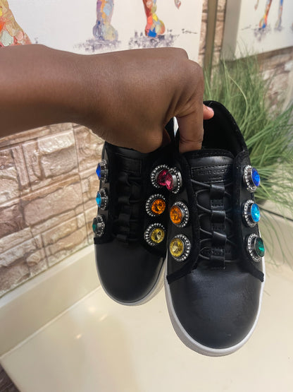 Kurt Geiger Black Rhinestone Sneakers Girls sz 2