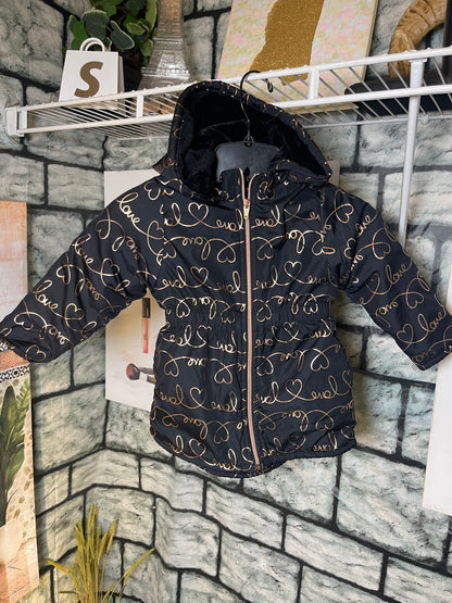Penelope Mack Black Gold Coat Girls sz 3T