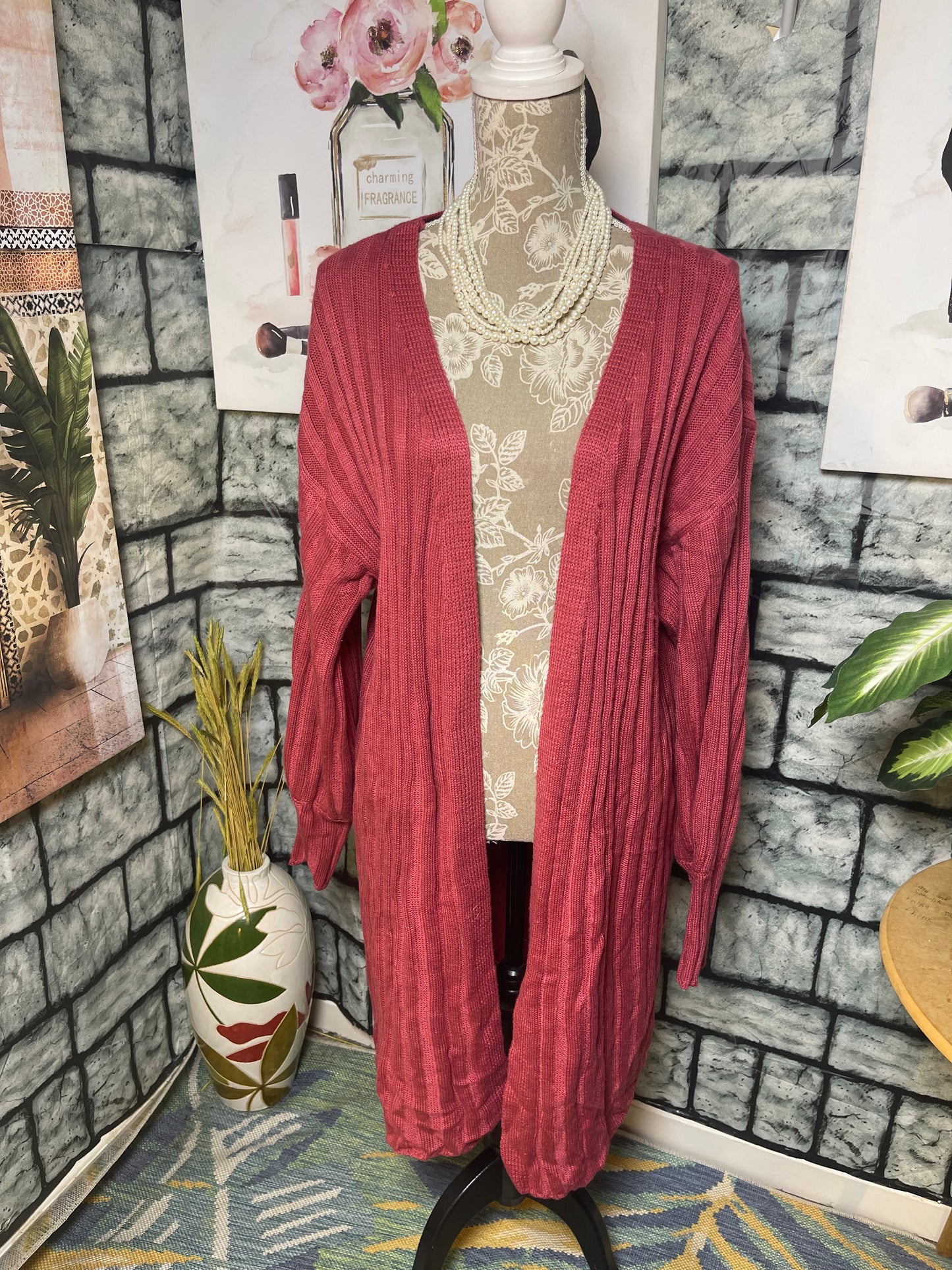 Blue Buttercup Burgundy Cardigan Women sz Large