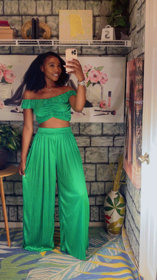 NEW Green Wide Leg Set