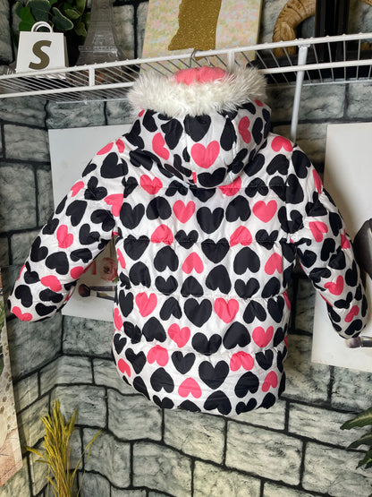 Carter's Black Print Heart Coat Girls sz 6