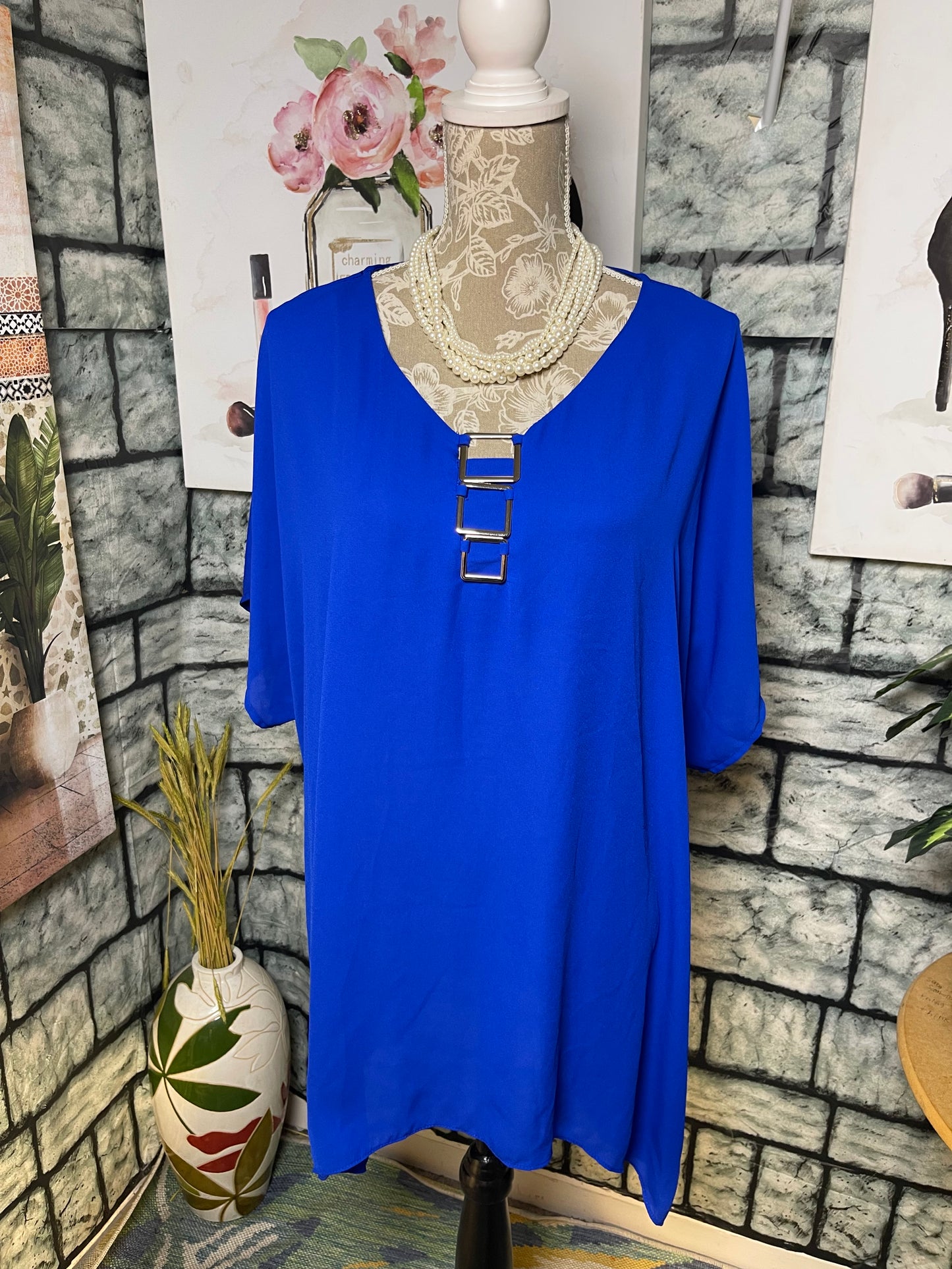 Sami & Jo Blue Blouse Women sz 3XL