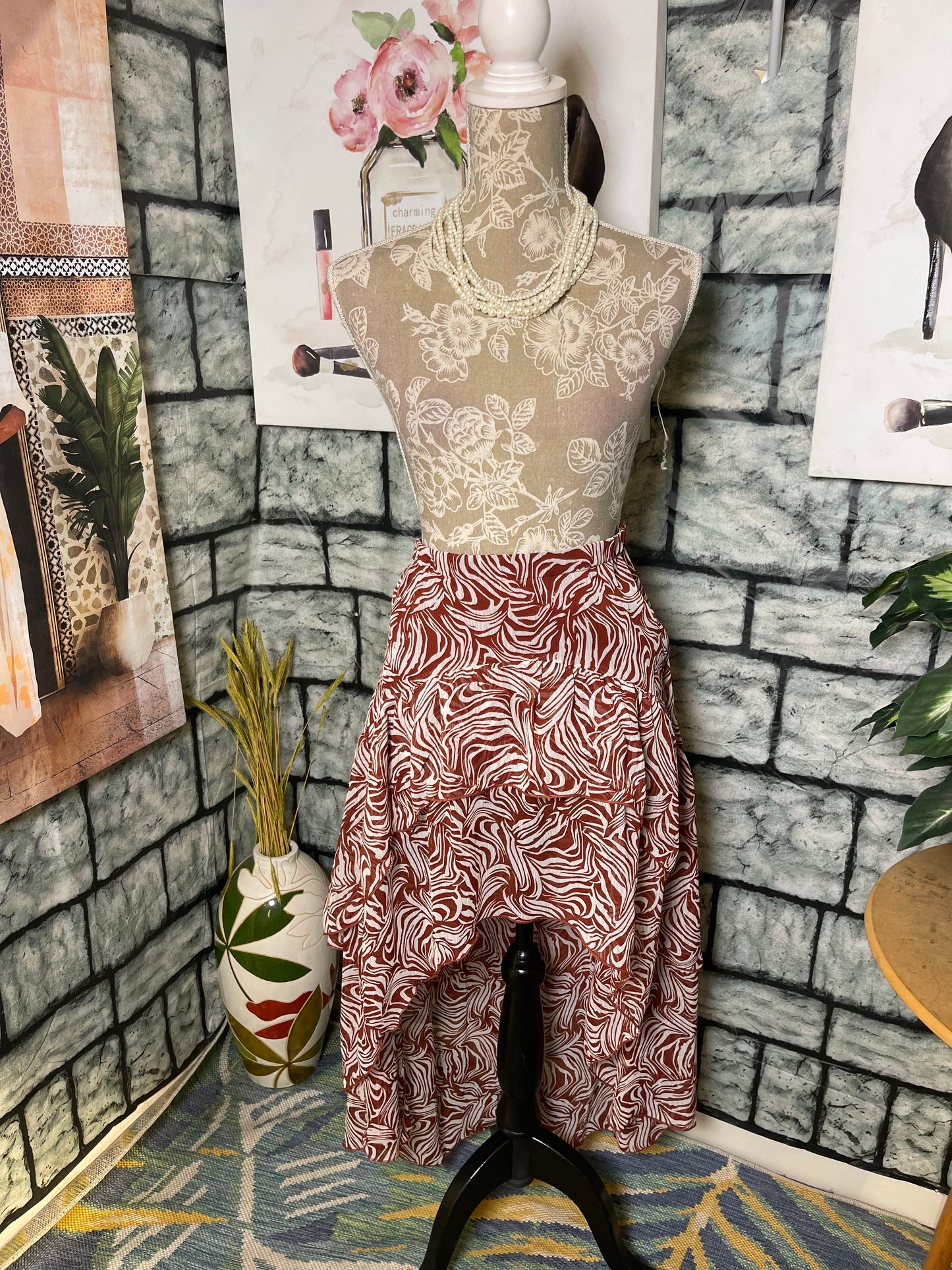 Jacquie the Label Brown White Skirt Women sz Small