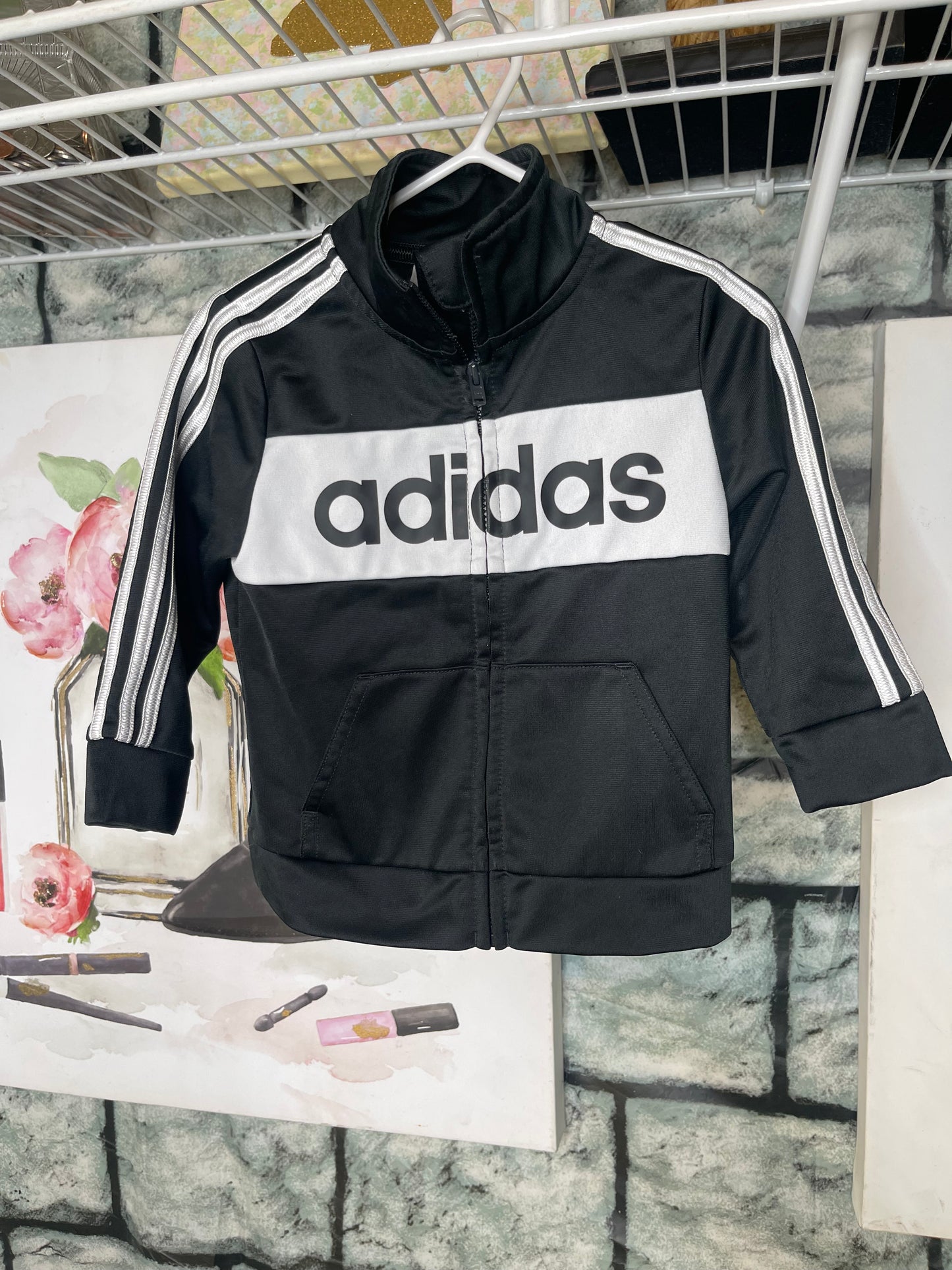 Adidas Black White Jacket Boys sz 12M