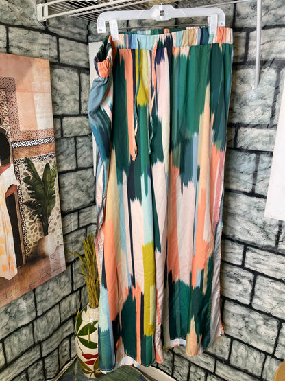 Shein Pink Blue Split Pants Women sz 3XL