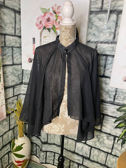 Black Sheer Blouse Women sz One Size (best fits up to Large)