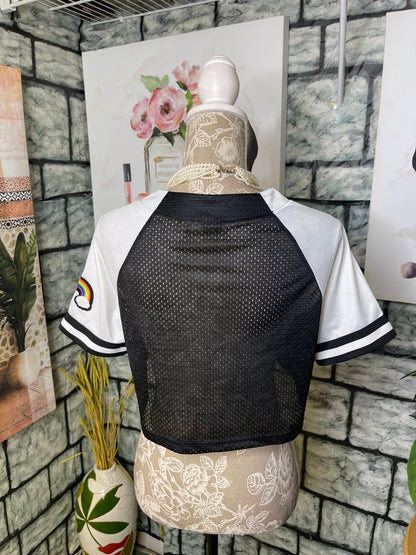 Spencers "Pride" Black Colorful Crop Top Women sz Small