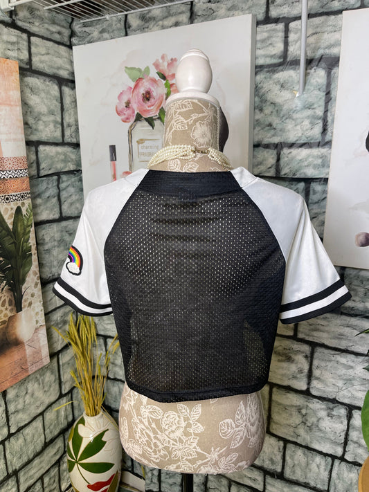 Spencers "Pride" Black Colorful Crop Top Women sz Small