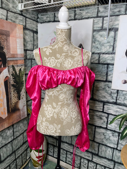 NEW Fashion Nova Pink Crop Blouse Women sz Medium