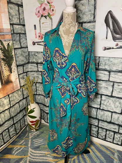 Boemo Green Button Dress Women Sz Medium