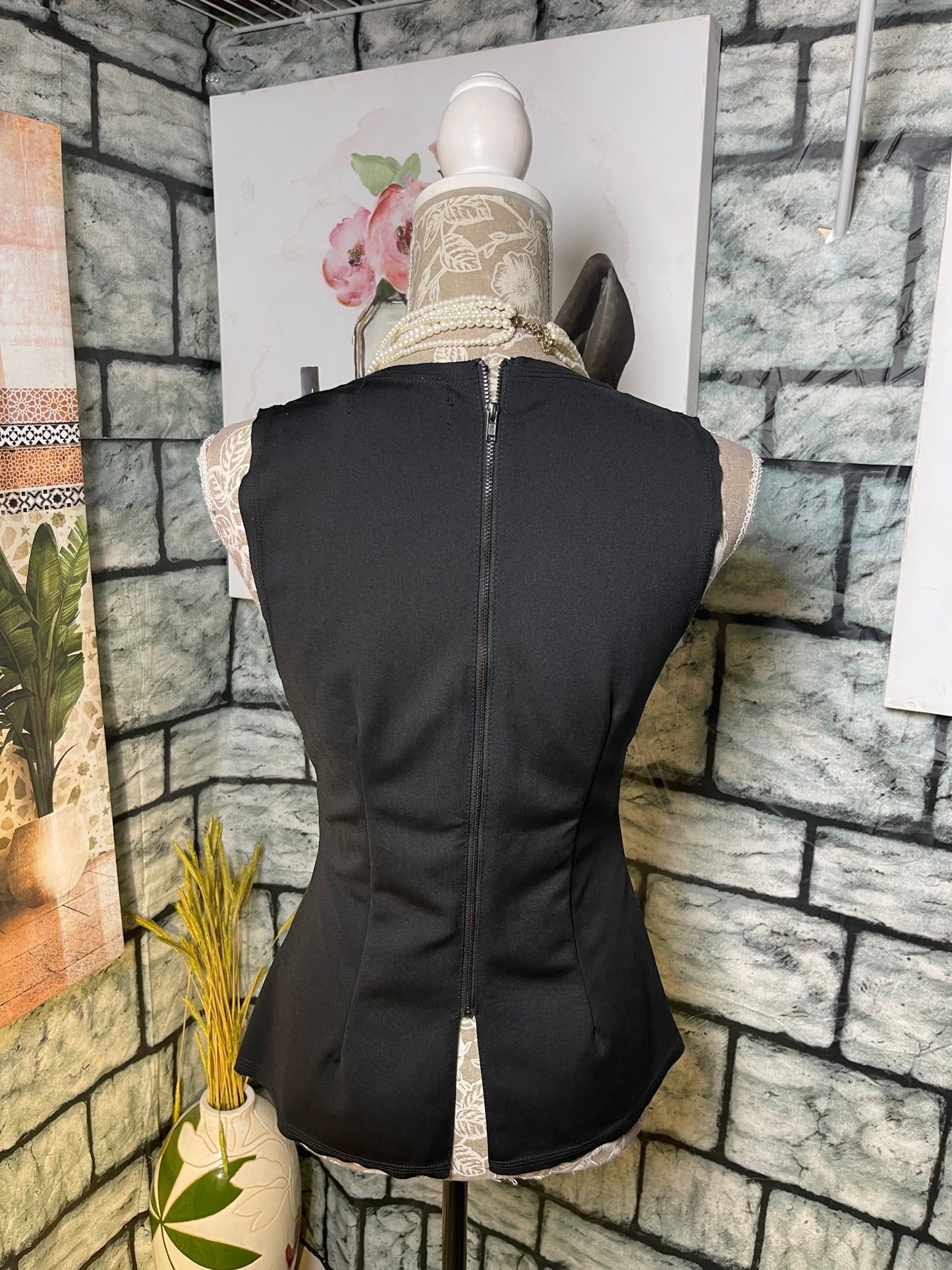DO Be Black Faux Leather Blouse Women sz Medium