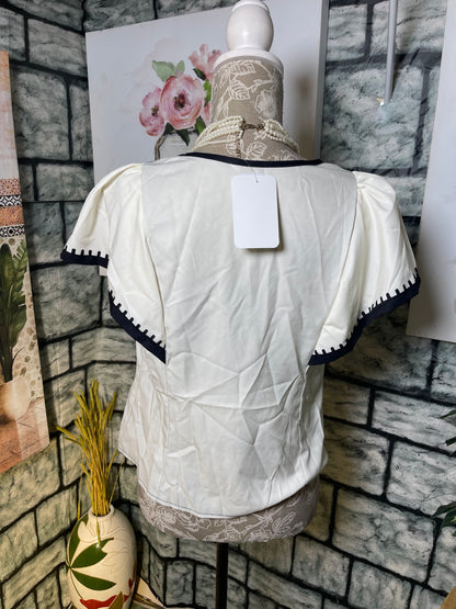 Shein Black White Blouse Women sz Large