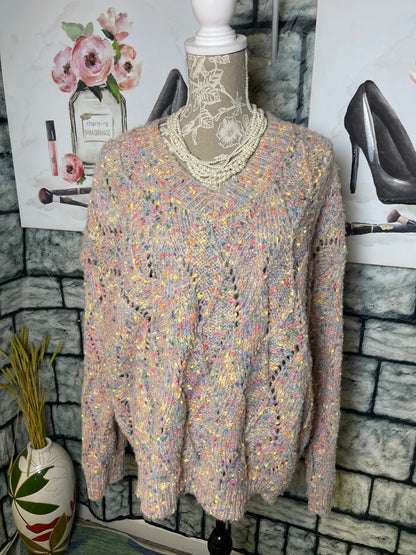 Adora Gray Colorful Sweater Women sz 2xl/3xl