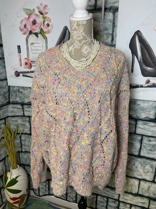 Adora Gray Colorful Sweater Women sz 2xl/3xl