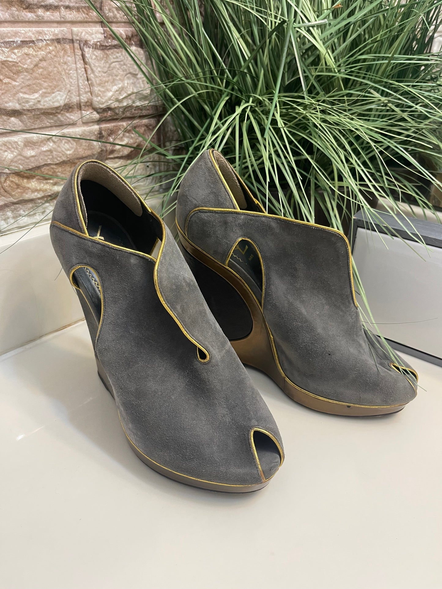 YSL Gray Wedges