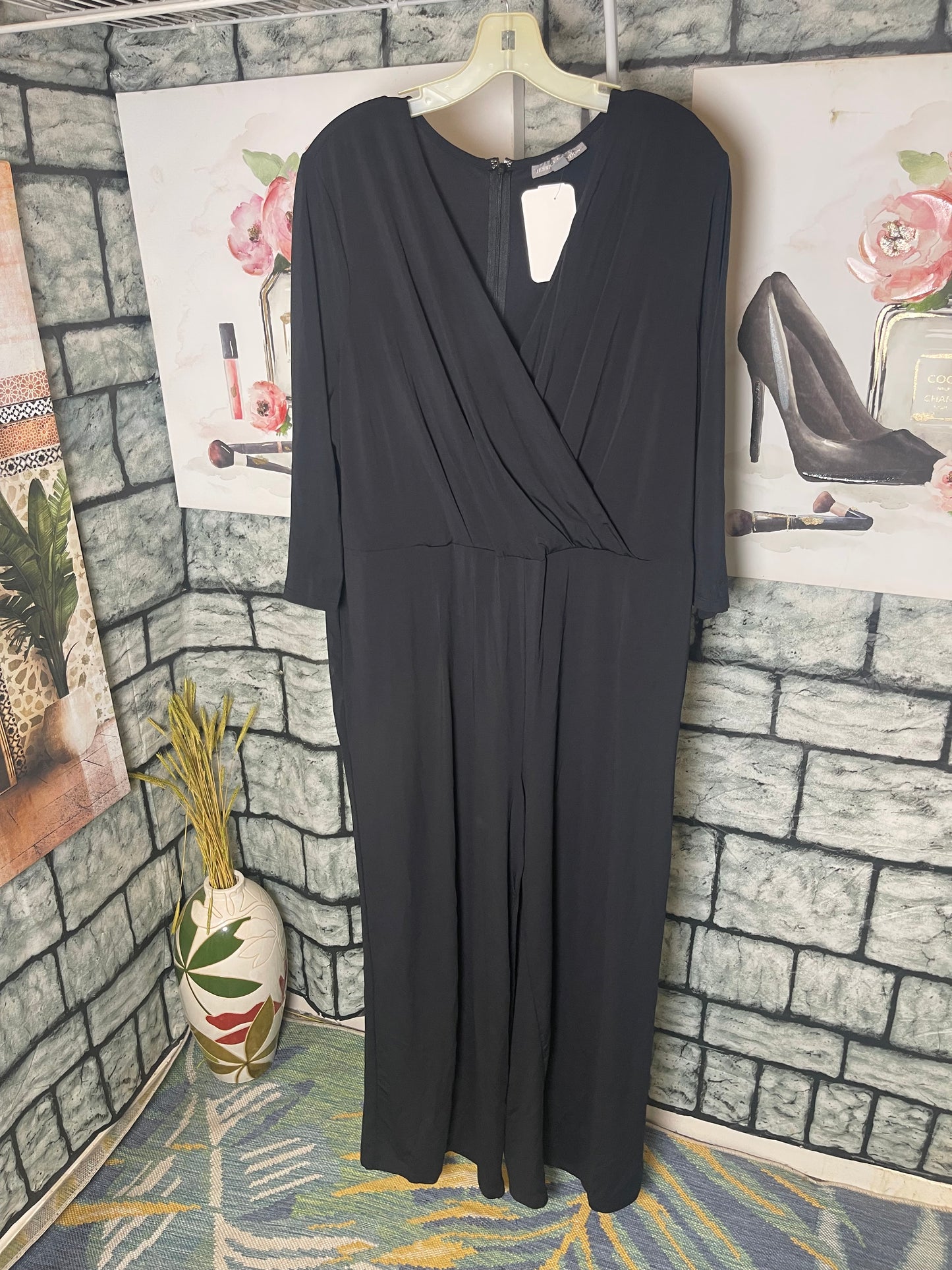 Jessica London Black Jumpsuit Women sz 20