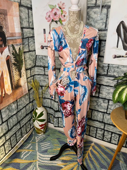 Pink Blue Jumpsuit Women sz Small