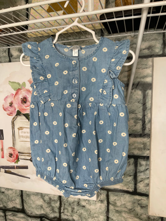 Okie Dokie Blue Floral one piece Girls sz 12M