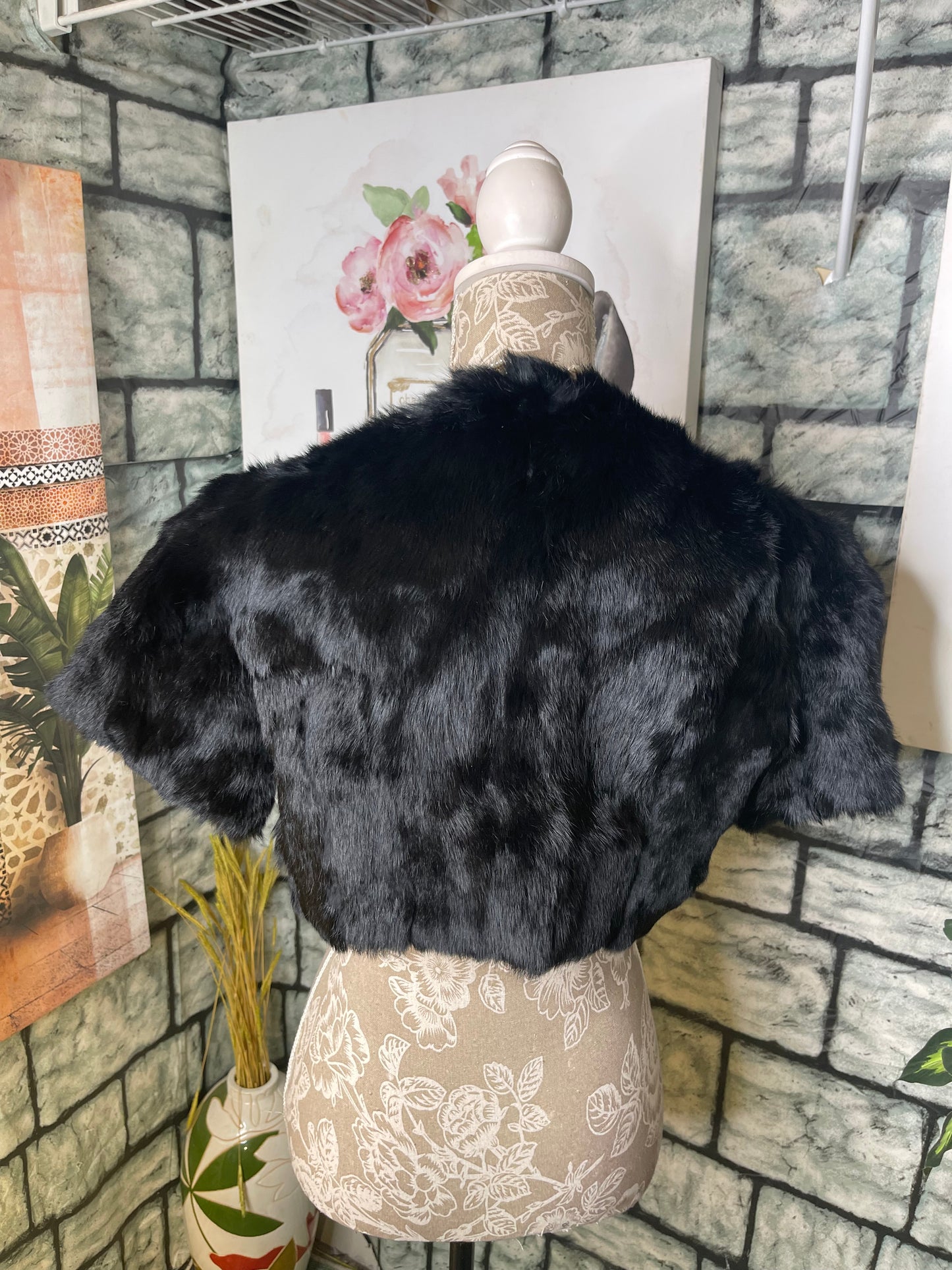 BeBe Black Fuzzy Crop Jacket Women sz Large