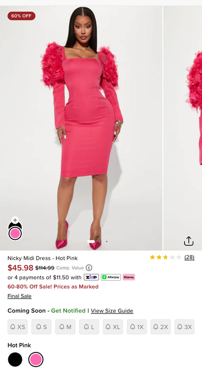 NEW Fashion Nova Pink Dress Women sz Small