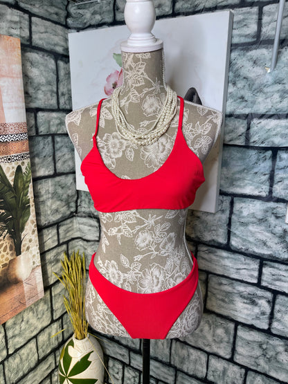 Red 2 piece Swimsuit Women sz Small