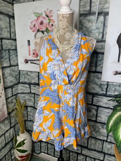 Shein Yellow Blue Romper Women sz Large