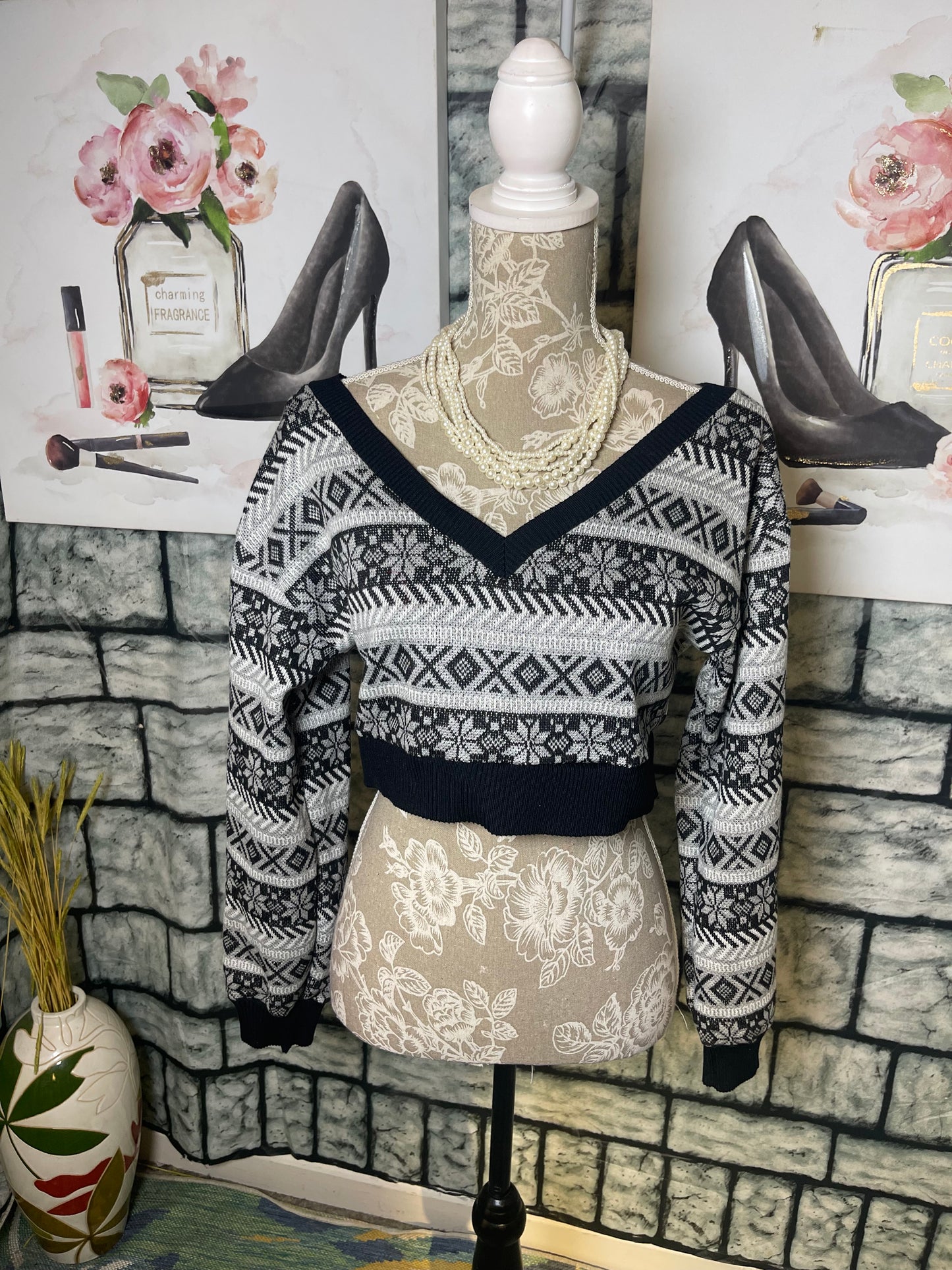 NEW Zaful Gray Black Sweater Women sz Large