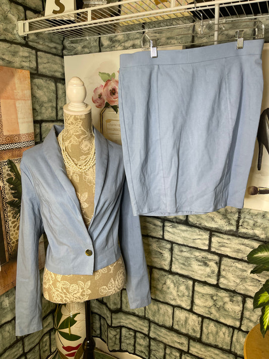 Haute Monde Blue Skirt Set Women sz XL