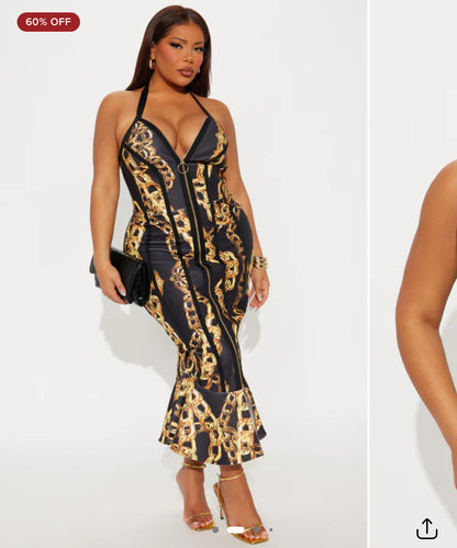 NEW Fashion Nova Black Yellow Dress Women sz 2XL