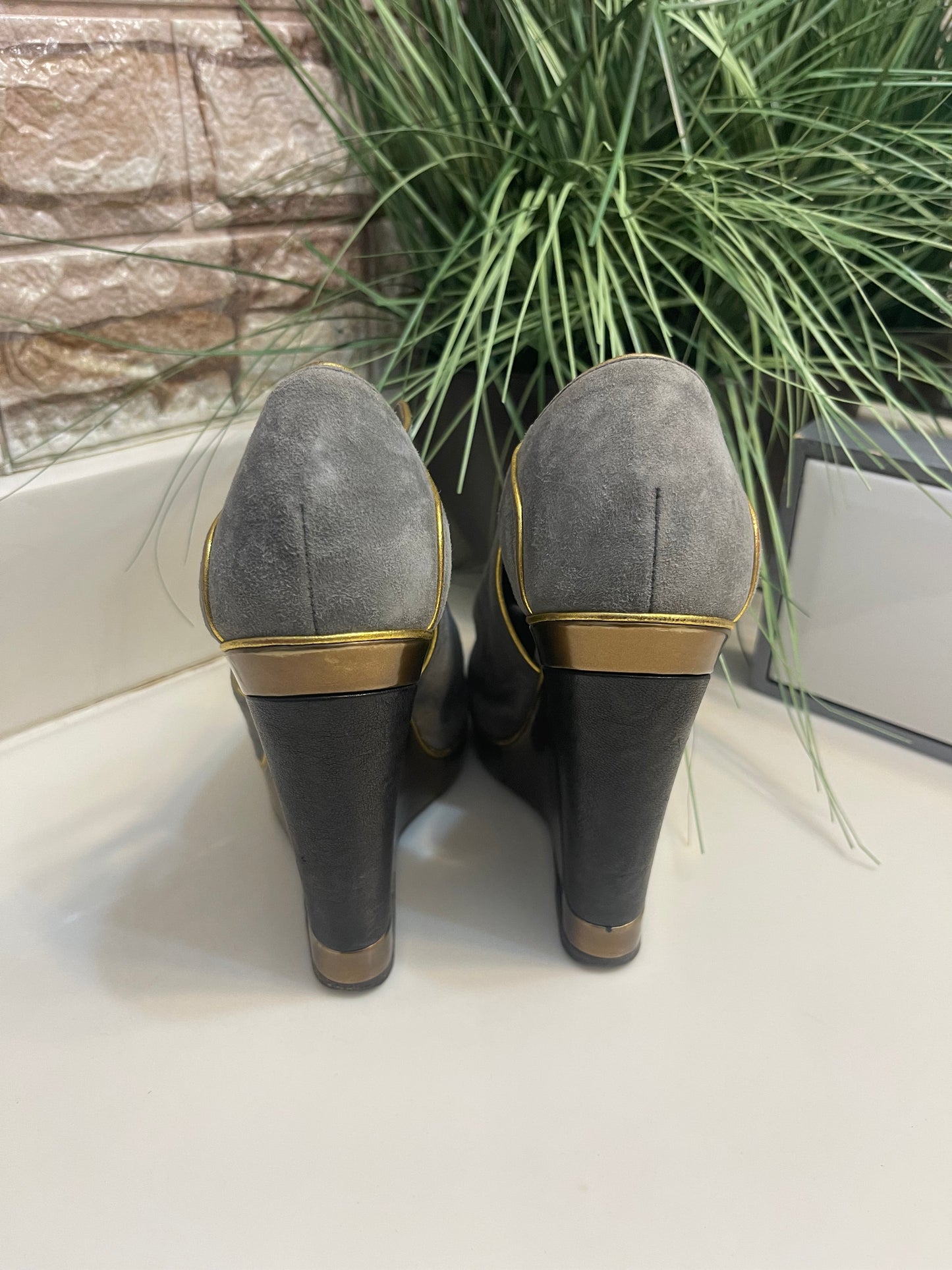 YSL Gray Wedges