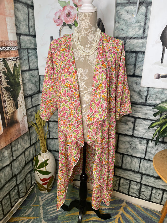 NEW LulaRoe Pink Floral Duster Cover Women sz Medium