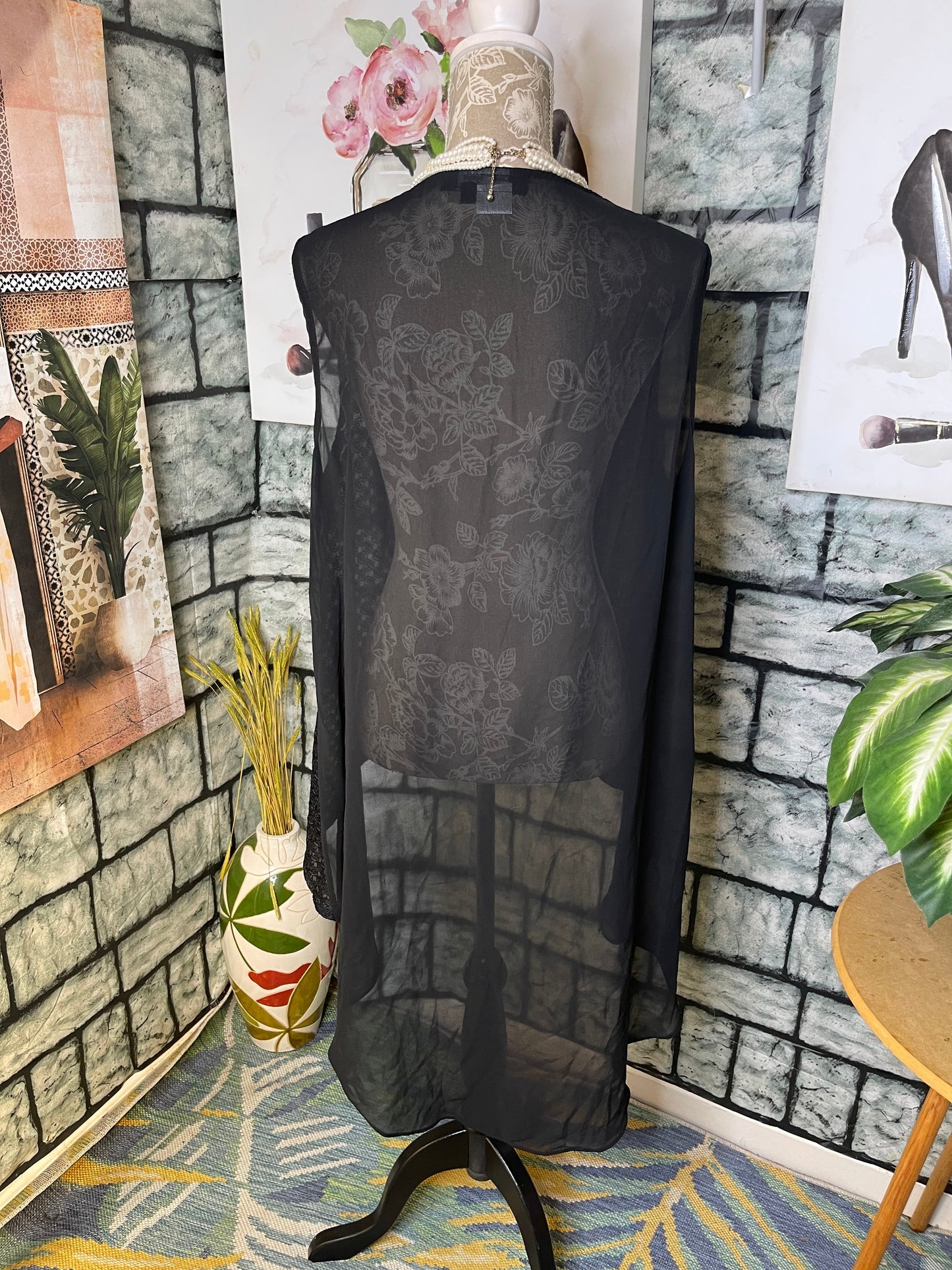 Casual Elegance Black Vest Blouse Women sz XL